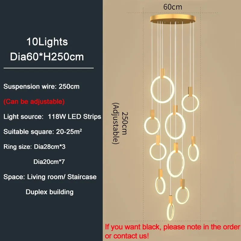 YLK Omishi - Rounded base Luxury modern acrylic chandelier for staircase large