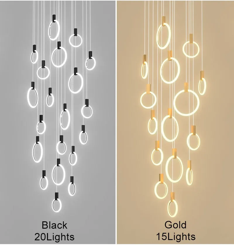 YLK Omishi - Rounded base Luxury modern acrylic chandelier for staircase large
