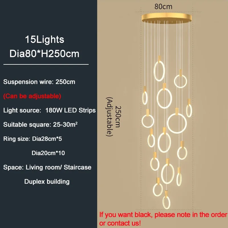 YLK Omishi - Rounded base Luxury modern acrylic chandelier for staircase large
