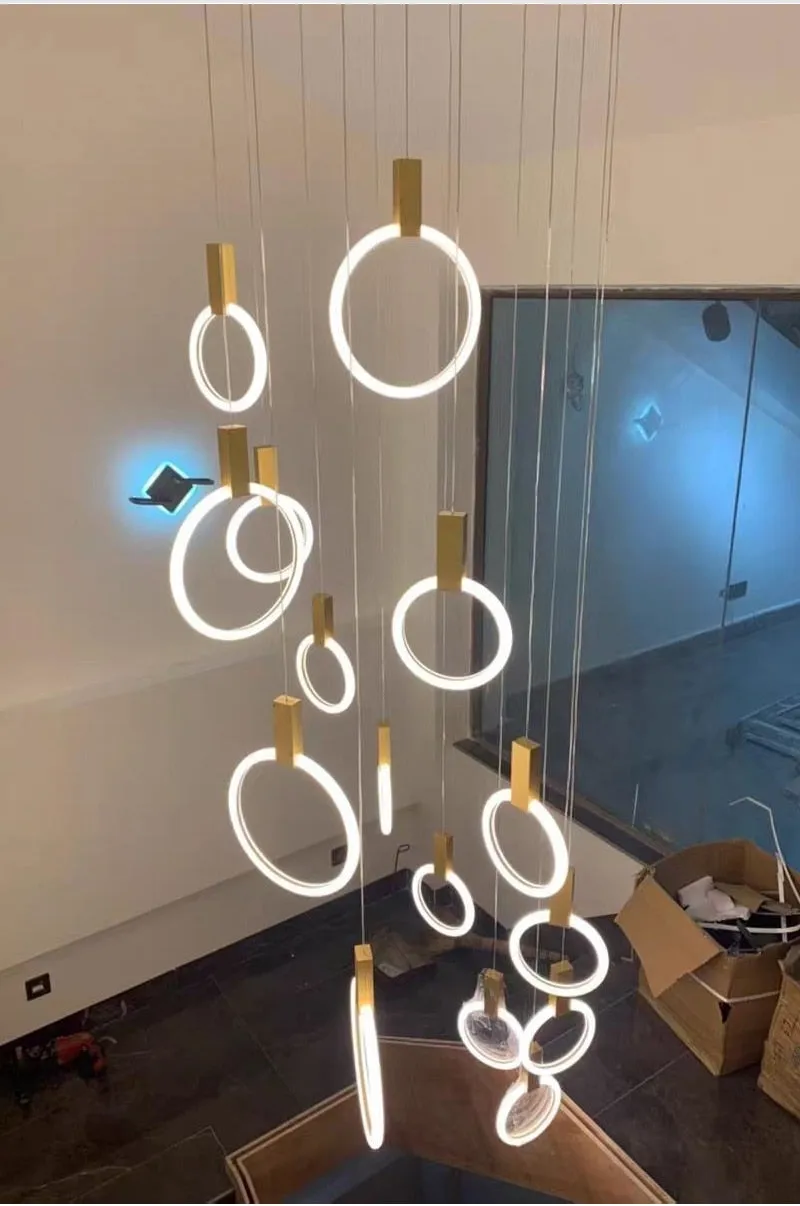 YLK Omishi - Rounded base Luxury modern acrylic chandelier for staircase large