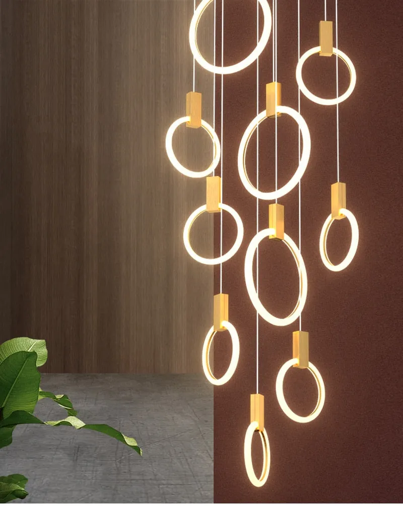 YLK Omishi - Rounded base Luxury modern acrylic chandelier for staircase large