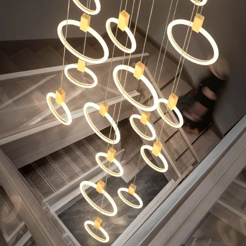 YLK Omishi - Rounded base Luxury modern acrylic chandelier for staircase large