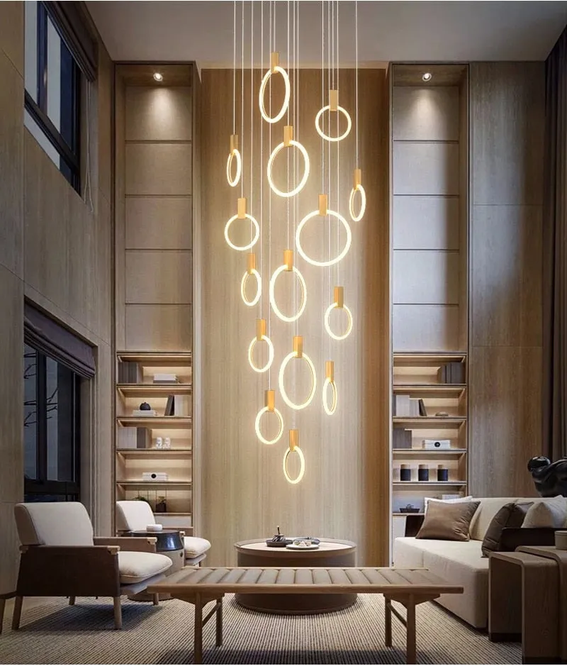 YLK Omishi - Rounded base Luxury modern acrylic chandelier for staircase large