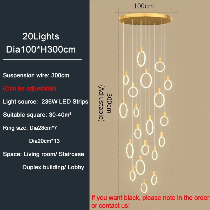 YLK Omishi - Rounded base Luxury modern acrylic chandelier for staircase large