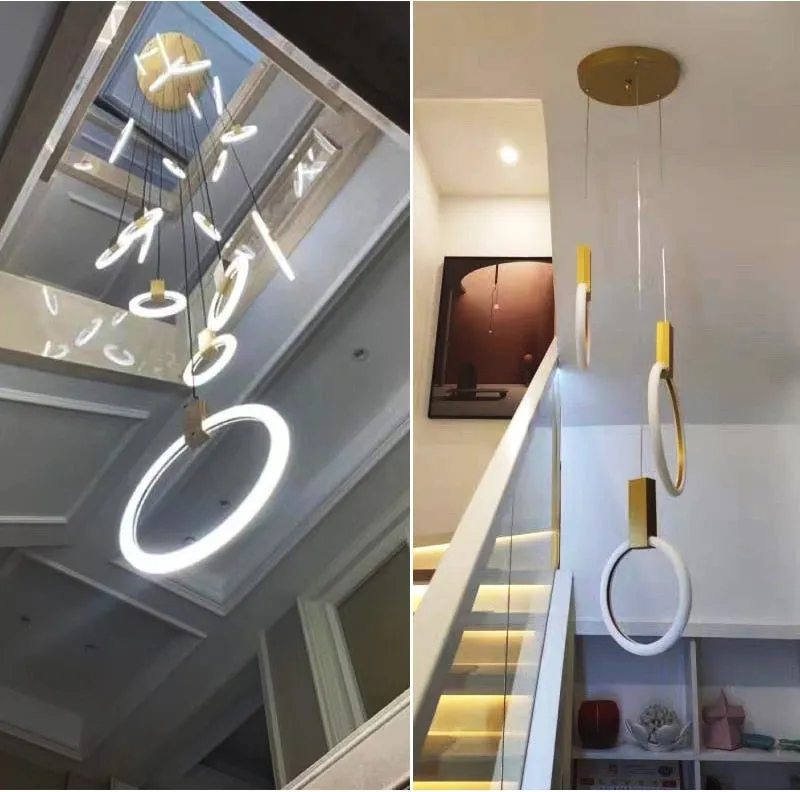 YLK Omishi - Rounded base Luxury modern acrylic chandelier for staircase large