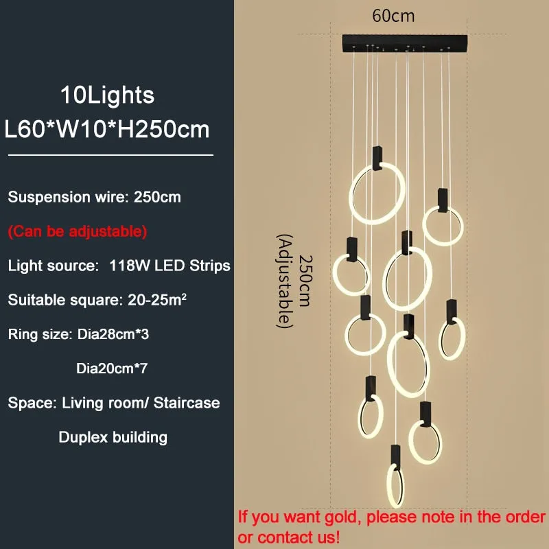 YLK Omishi - Rounded base Luxury modern acrylic chandelier for staircase large