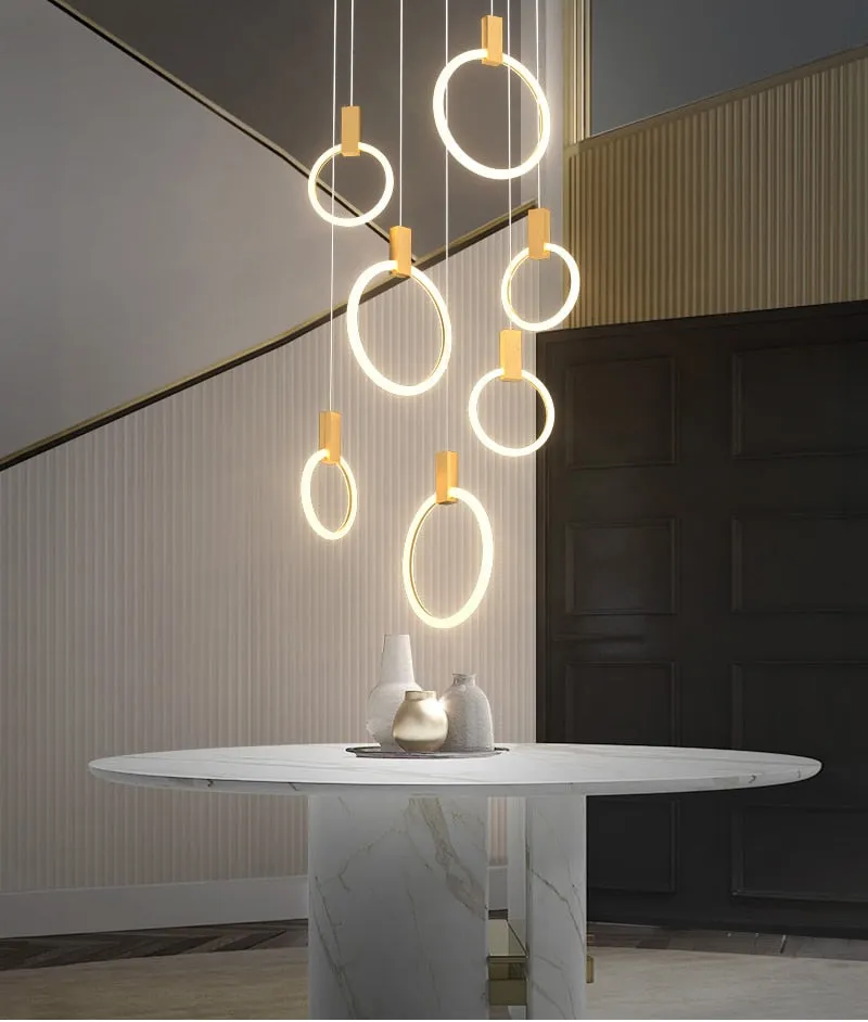 YLK Omishi - Rounded base Luxury modern acrylic chandelier for staircase large