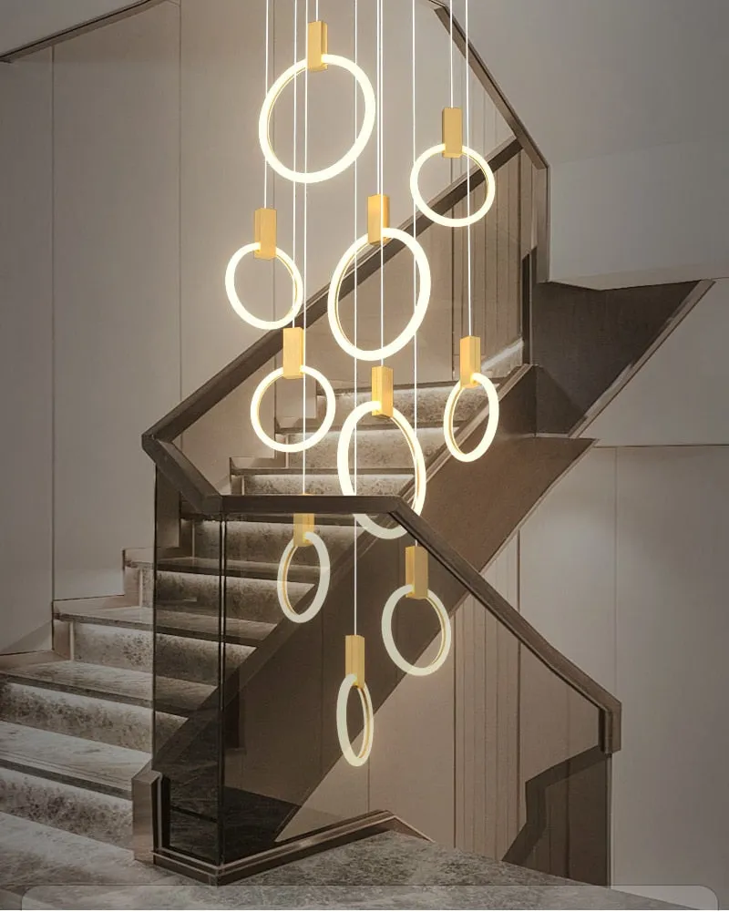 YLK Omishi - Rounded base Luxury modern acrylic chandelier for staircase large