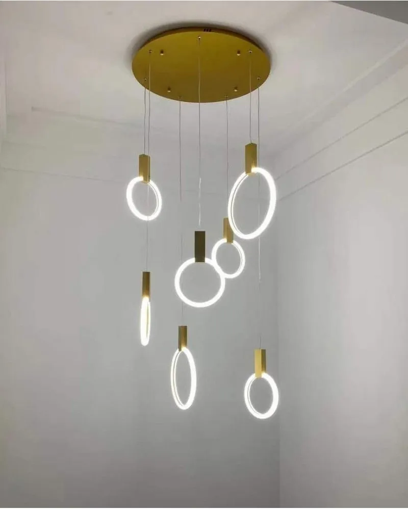 YLK Omishi - Rounded base Luxury modern acrylic chandelier for staircase large