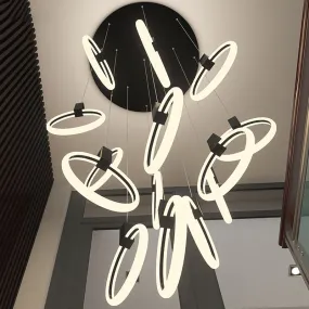 YLK Omishi - Rounded base Luxury modern acrylic chandelier for staircase large