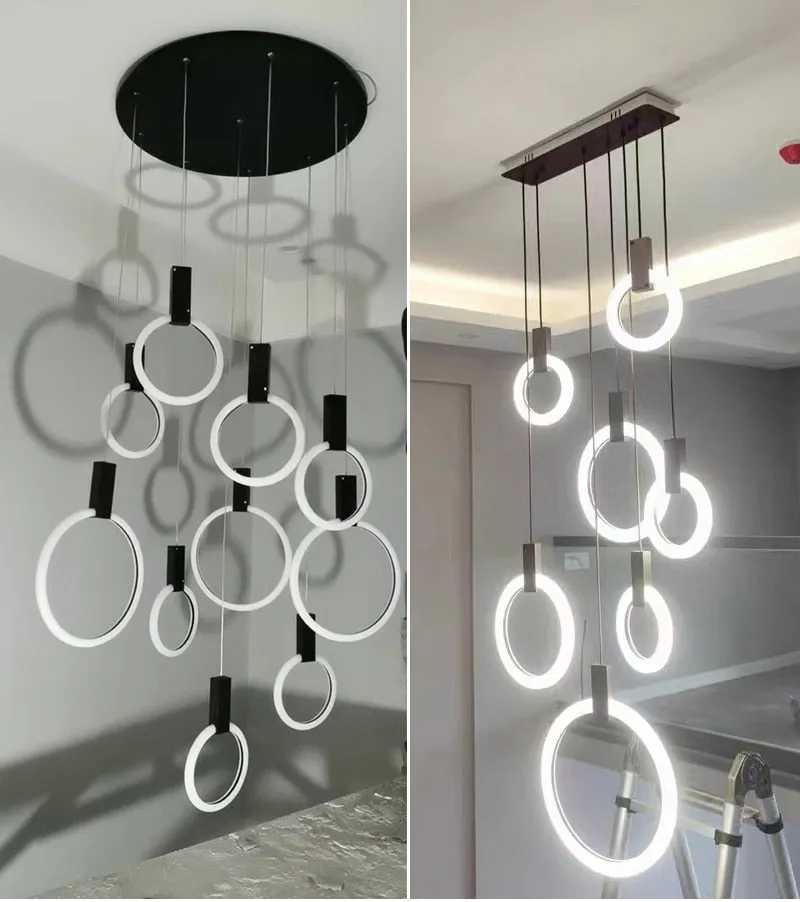 YLK Omishi - Rounded base Luxury modern acrylic chandelier for staircase large