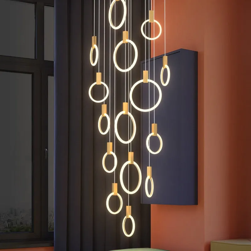 YLK Omishi - Rounded base Luxury modern acrylic chandelier for staircase large