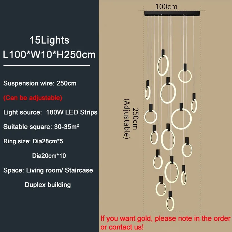 YLK Omishi - Rounded base Luxury modern acrylic chandelier for staircase large