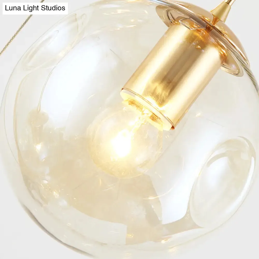 Zephyr - Handblown Glass Ball Multi Light Pendant Modern Cognac Hanging Lighting for Staircase